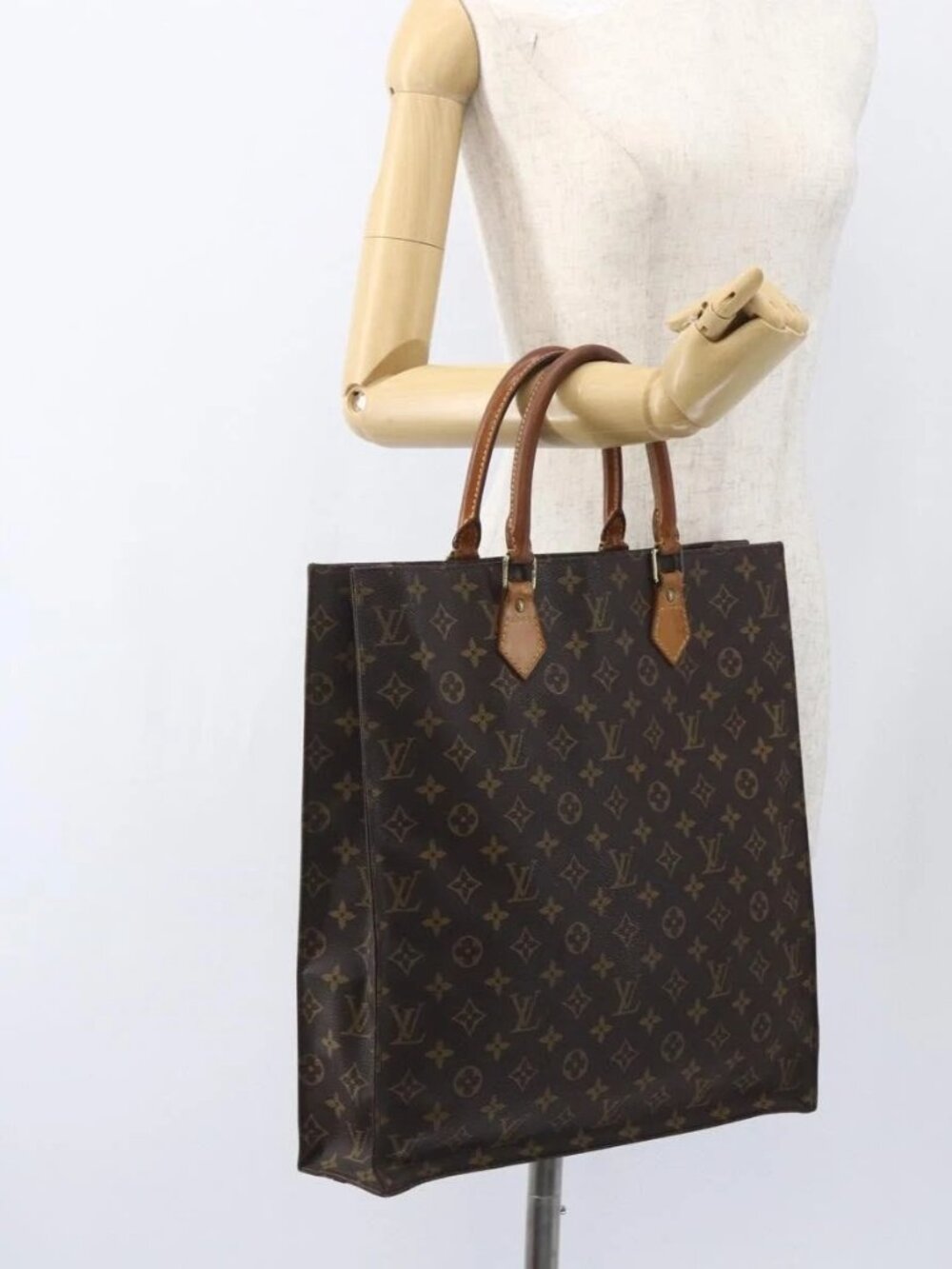 LOUIS VUITTON Monogram Sac Plat Hand Bag M51140 LV Auth bs32476